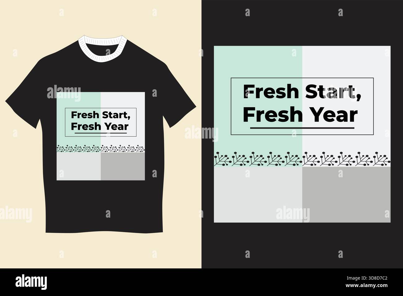 New Year New Vibes T-shirt Design | T-shirt graphique esthétique Fresh Start avec typographie moderne pour une énergie positive, une célébration et un style Illustration de Vecteur