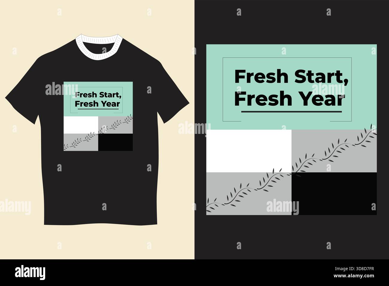 New Year New Vibes T-shirt Design | T-shirt graphique esthétique Fresh Start avec typographie moderne pour une énergie positive, une célébration et un style Illustration de Vecteur