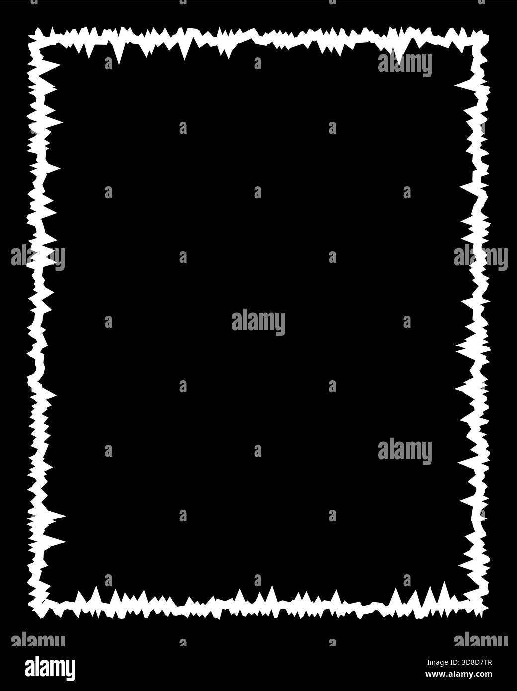 Blanc dentelé Spiky Edge carré cadre élément abstrait de bordure sur un fond noir solide pour affiche de bannière de conception graphique Illustration de Vecteur