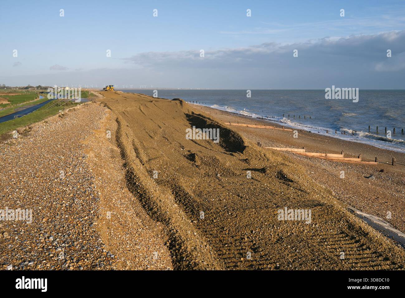 Sea Defence travaille à Winchelsea/Pett Level Beach 1 Banque D'Images