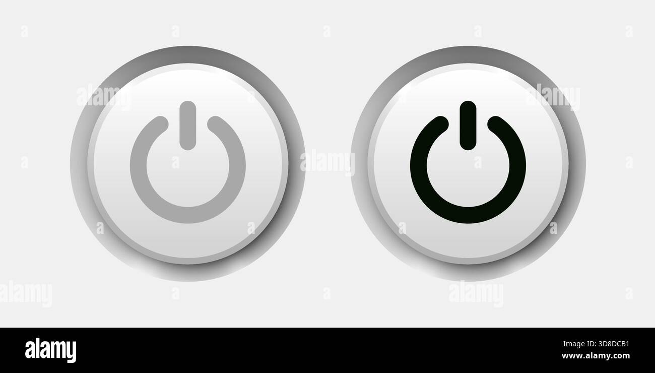 Concept moderne d'interface utilisateur avec deux boutons d'alimentation neumorphes. Un élément d'interface élégant pour les commandes numériques. Illustration vectorielle Illustration de Vecteur