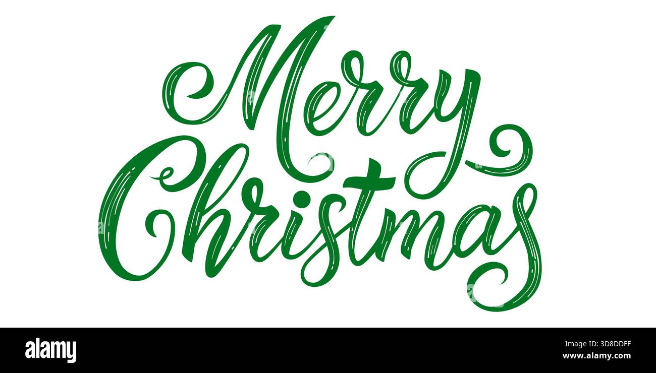 Elégant lettrage à la main joyeux Noël. Script de voeux de vacances festif, parfait pour les cartes et les bannières. Illustration vectorielle Illustration de Vecteur