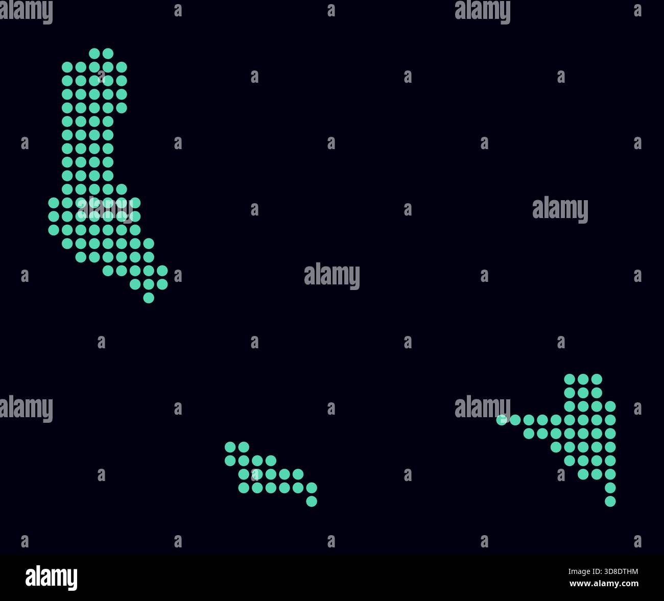 Carte en pointillés des Comores. Carte de style numérique du pays sur un fond sombre. Forme Comores avec des points circulaires. Style de points colorés. Cercles de grande taille. Illustration de Vecteur