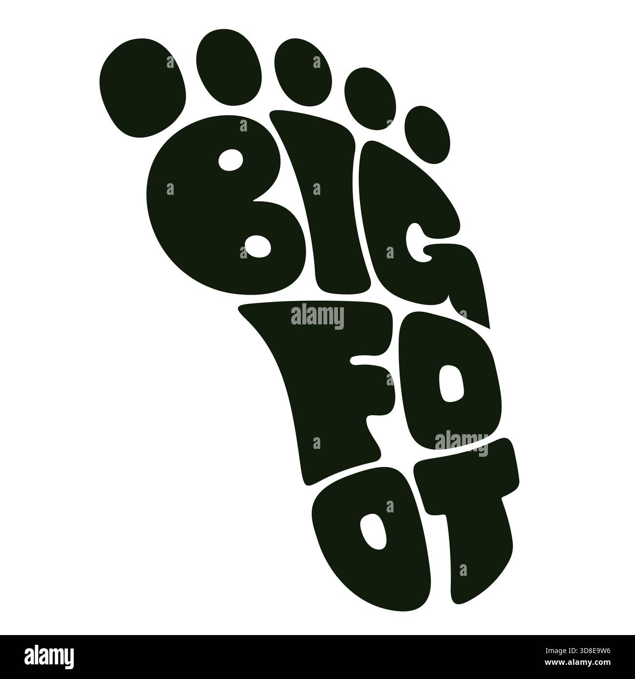 Inscription Bigfoot à l'intérieur de l'empreinte. Logo de dessin animé audacieux. Illustration vectorielle. Illustration de Vecteur