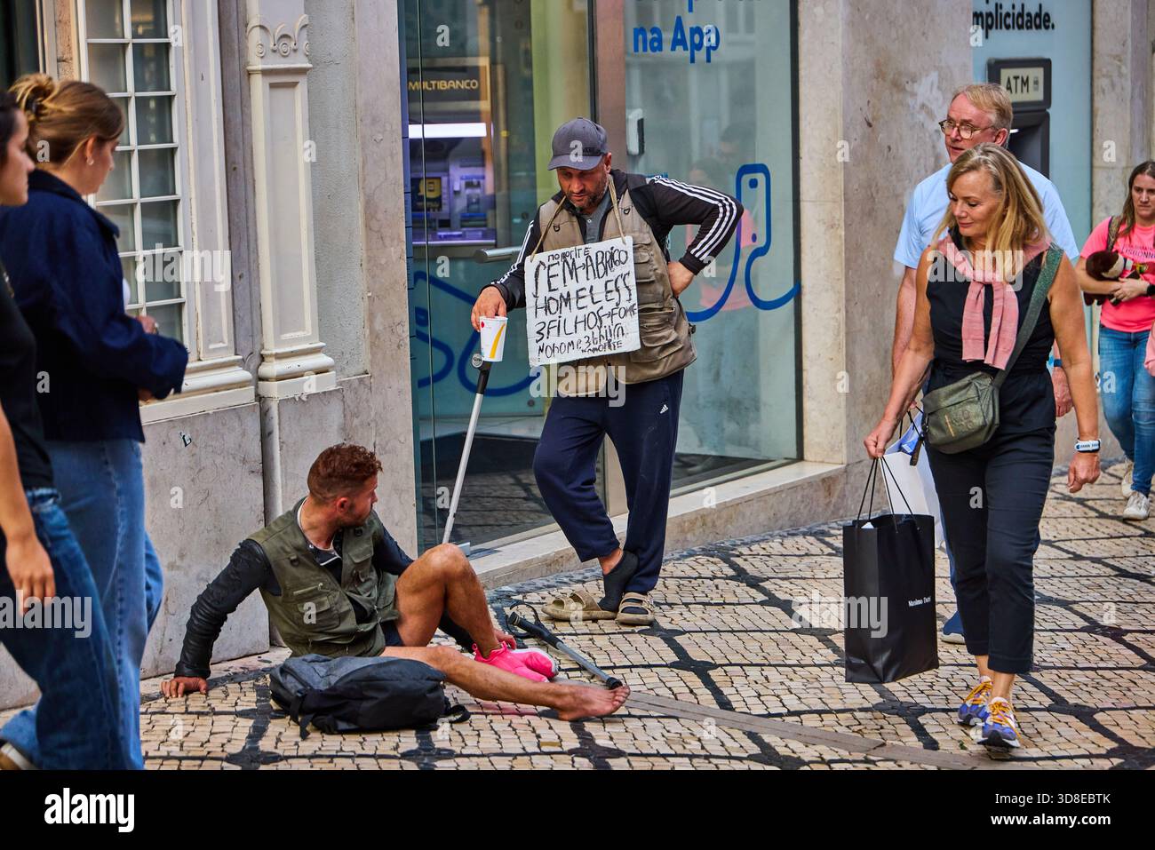 Portugal capitale Lisbonne, mendiants sans-abri Banque D'Images