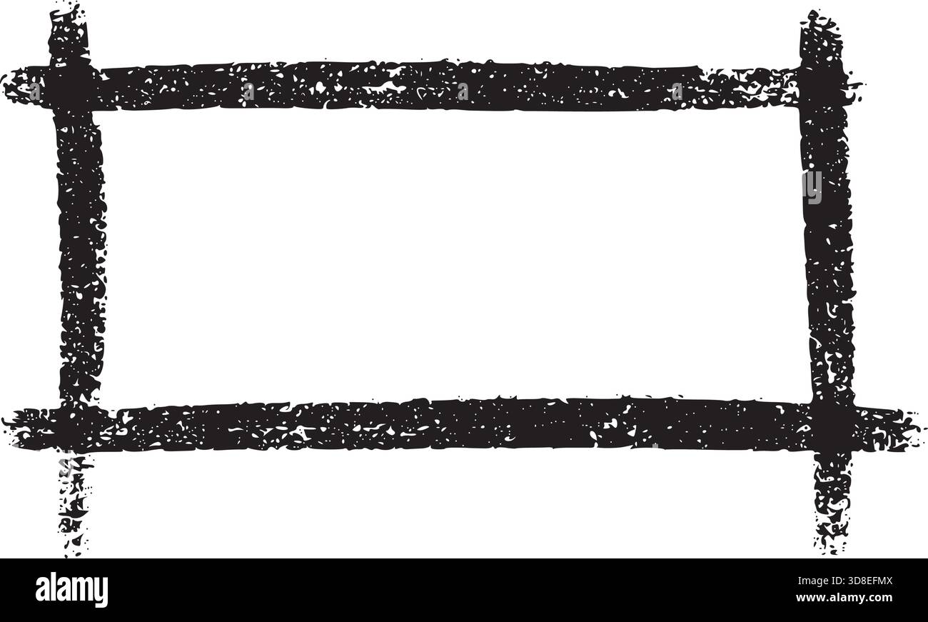 Bordure rectangulaire dessinée à la main avec texture crayon grunge et bords de griffonnage crayon rugueux déformés. Illustration de Vecteur