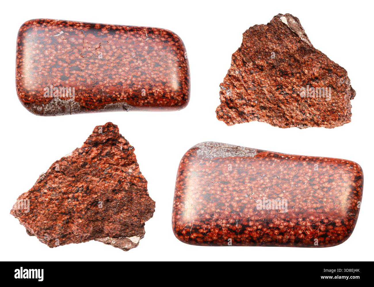 ensemble d'échantillons de pierres naturelles analcimolite isolés sur fond blanc Banque D'Images