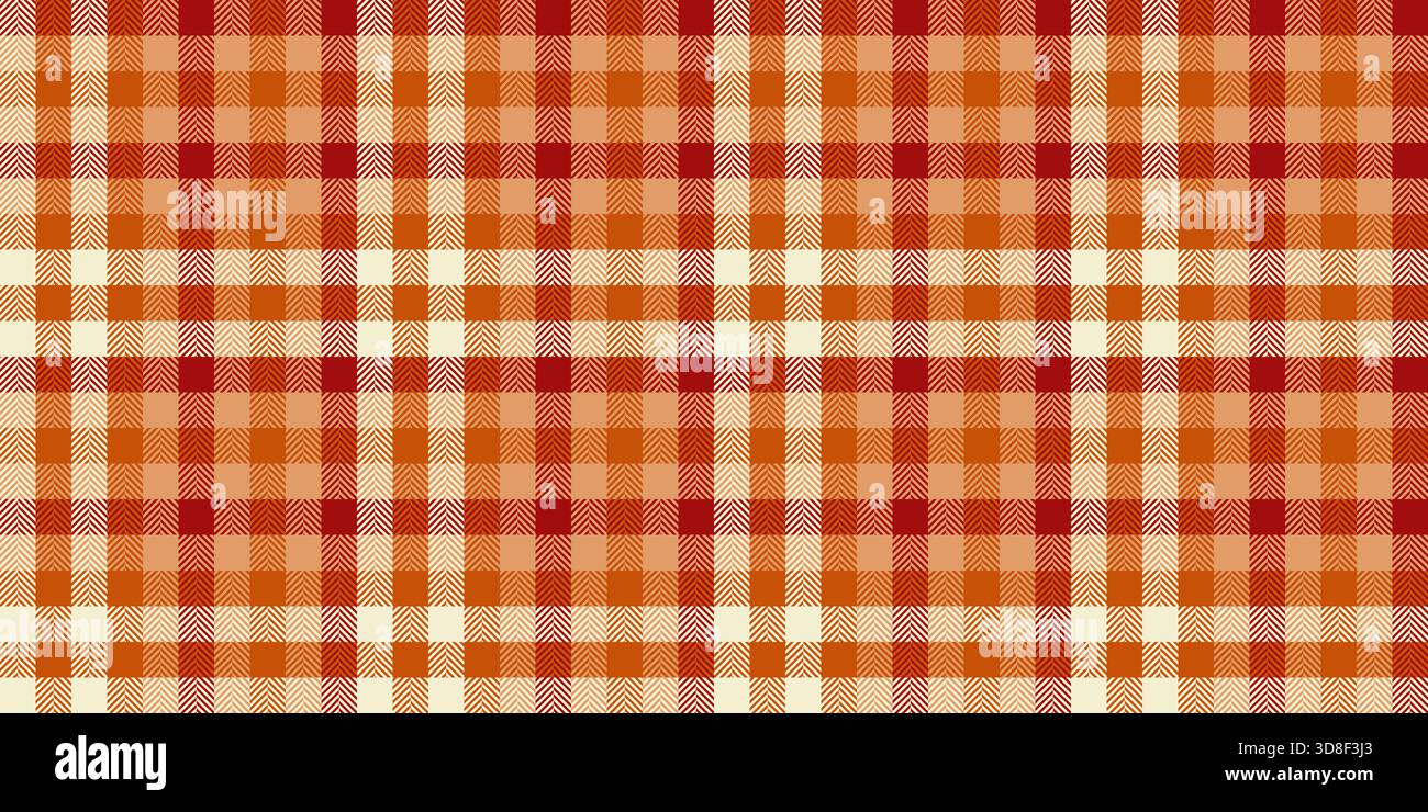 Plaid de fond de tartan doré, carreaux sans couture de tissu tattersall. Motif de texture textile vecteur d'automne dans la palette de couleurs orange et rouge. Illustration de Vecteur