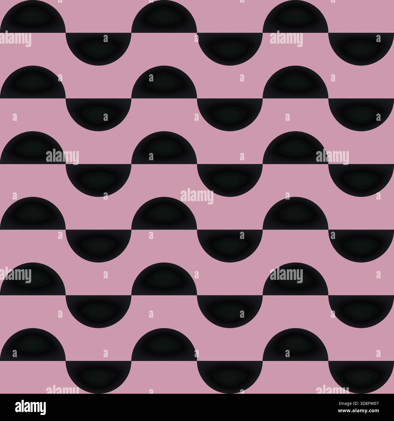 Luxueux motif géométrique sans couture avec des demi-cercles noirs sur fond rose pour la papeterie, papier от emballage, affiches, tissus, marchandises, couvercles Illustration de Vecteur