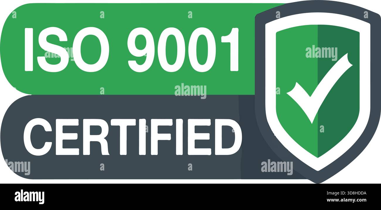 Badge de système de gestion de la qualité certifié ISO 9001 Illustration de Vecteur