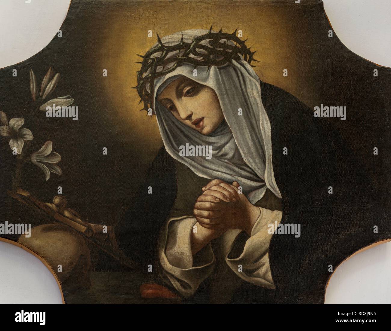POSITANO, ITALIE - 7 OCTOBRE 2025 : la peinture de Sainte Catherine de Sienne dans l'église Chiesa di Maria Santissima del Rosario Banque D'Images