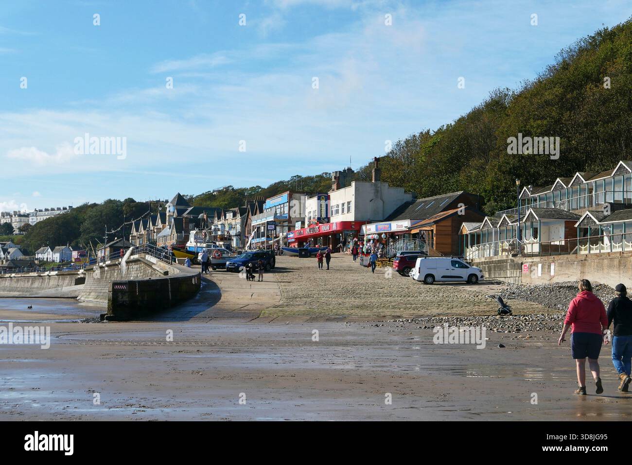 Le Cobble Landing End de Filey Beach, North Yorkshire East Coast, nord de l'Angleterre, Royaume-Uni Banque D'Images