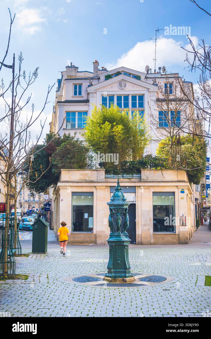 France, Ile-de-France, Paris, 6ème arrondissement. Place Vavin. Fontaine Wallace Banque D'Images