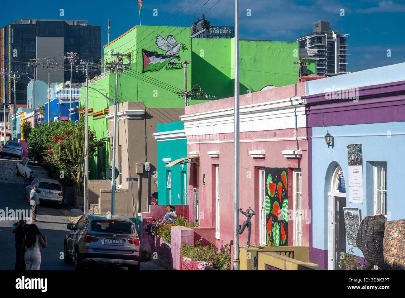 Afrique. Afrique du Sud. Cape Town. Les maisons colorées du quartier de Bo-Kaap, le quartier musulman malais. Banque D'Images