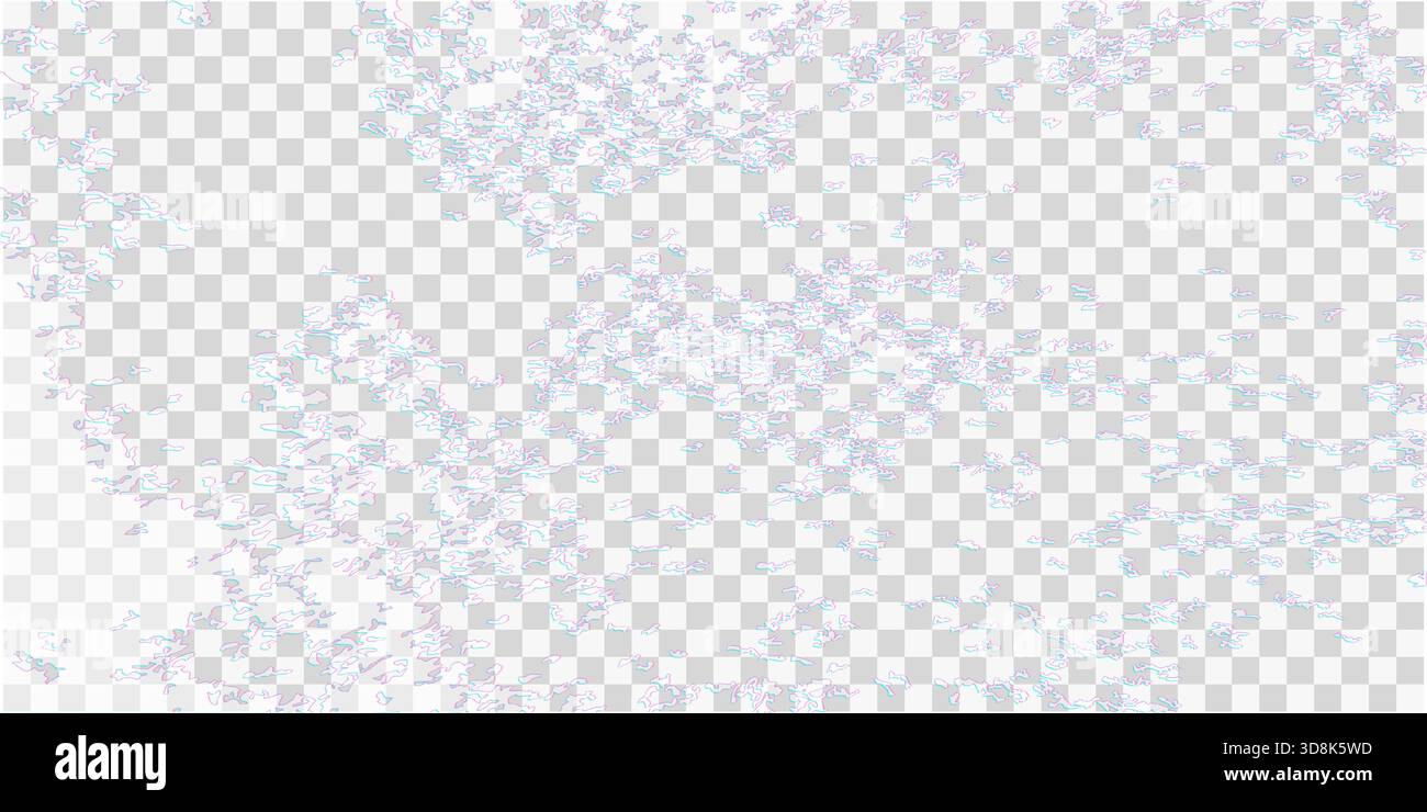 Fond de pépins cyberpunk abstrait avec bruit dispersé, effet VHS et distorsion RVB bicolore sur un calque PNG transparent. Vecteur modifiable illus Illustration de Vecteur