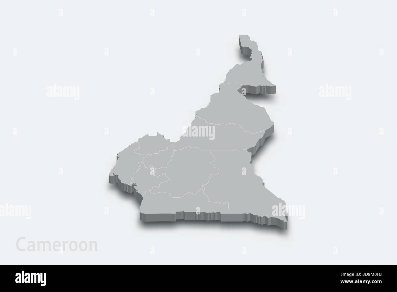 Cameroun carte isométrique 3d avec régions frontalières Illustration de Vecteur