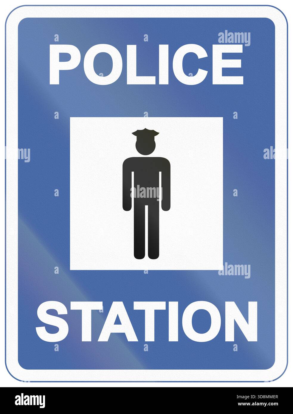 Panneau routier utilisé en Inde - poste de police. Banque D'Images