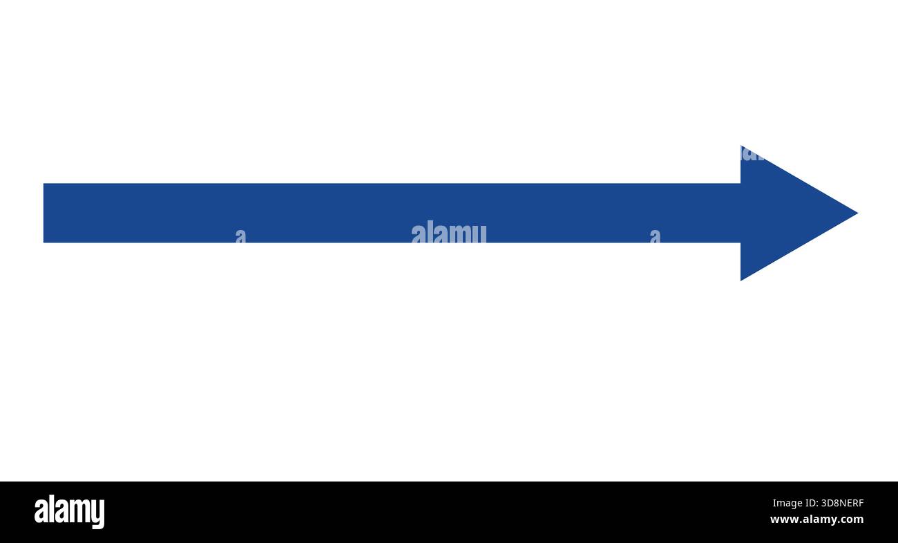 Flèche bleue, droite et longue. Icône vectorielle de flèche horizontale avec pointeur droit Illustration de Vecteur