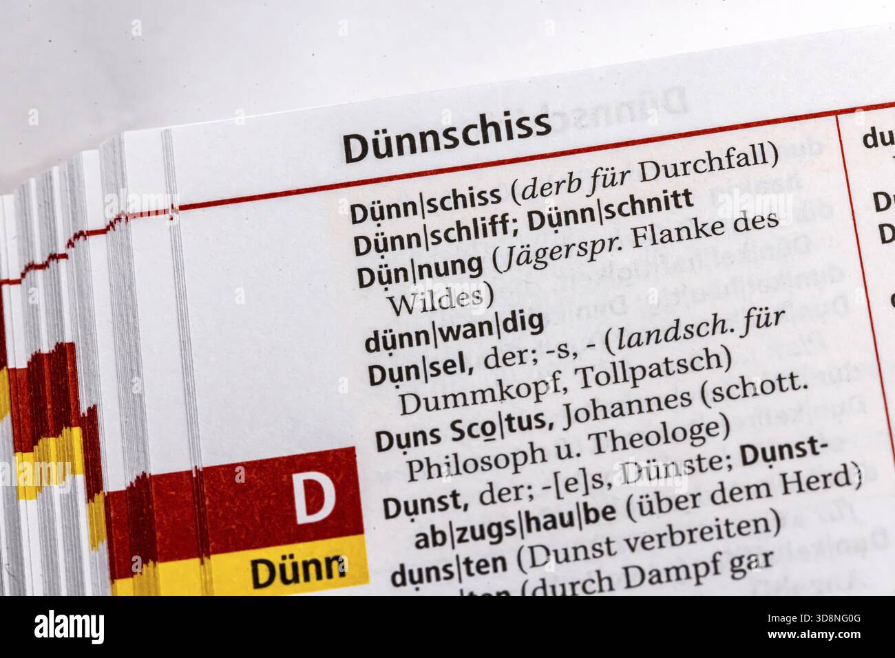 Maigre, diarrhée. Terme du Duden. Travail standard de l'orthographe allemande, 29e édition. allemagne Banque D'Images