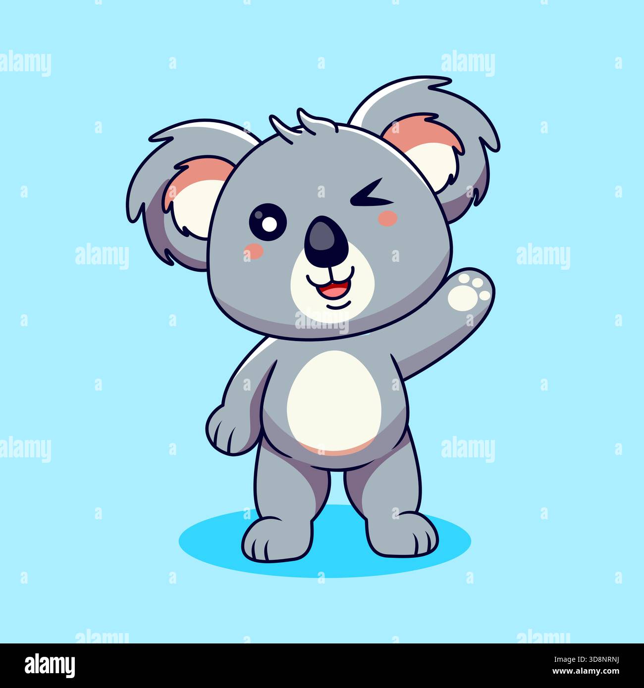 Mignon Koala ondulant et Winking Vector illustration Cartoon Kawaii Design Illustration de Vecteur