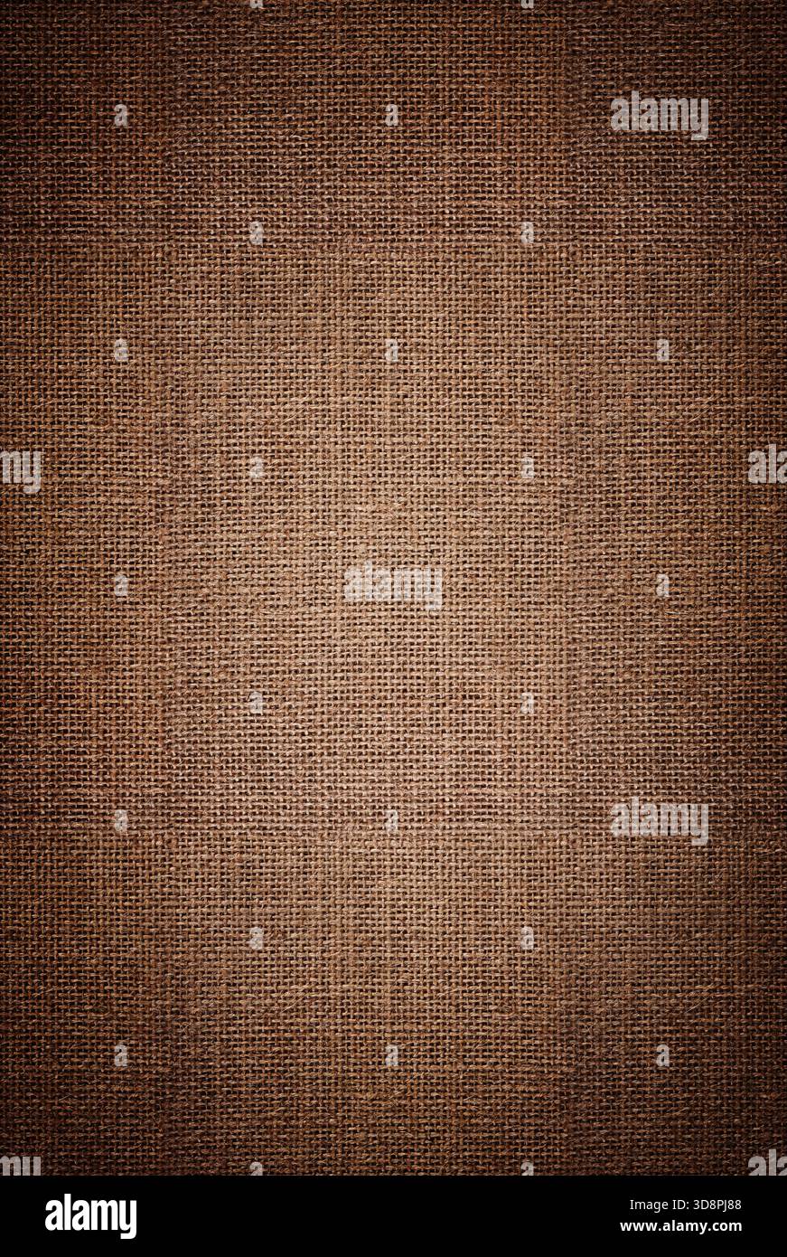 Tissu de lin brun texture de fond sans couture - motif de tissu de sac en textile naturel. Gros plan du jute traditionnel de hesse organique tissé en beige. Banque D'Images