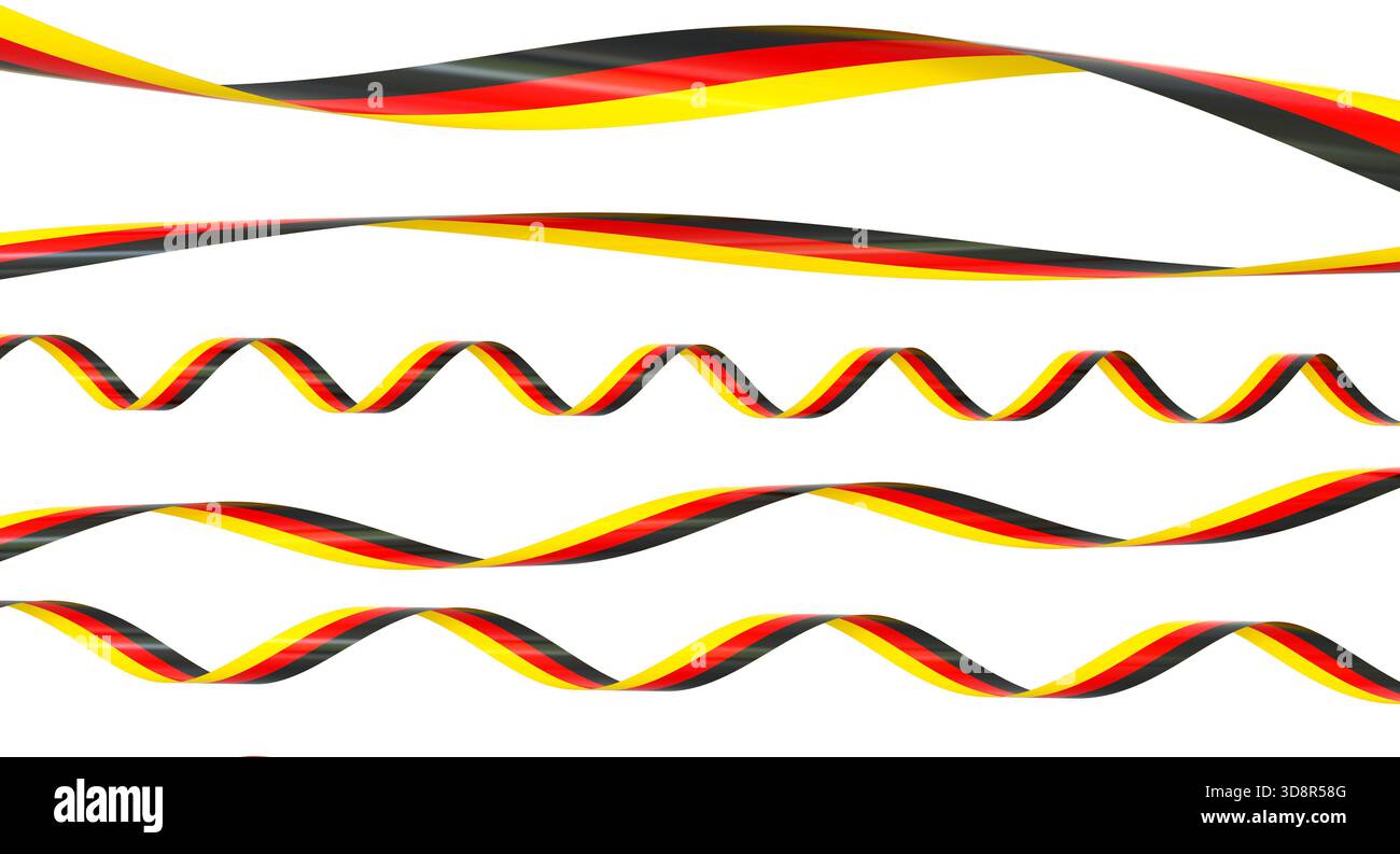 Rubans de drapeau allemand 3d ondulant fond transparent Banque D'Images