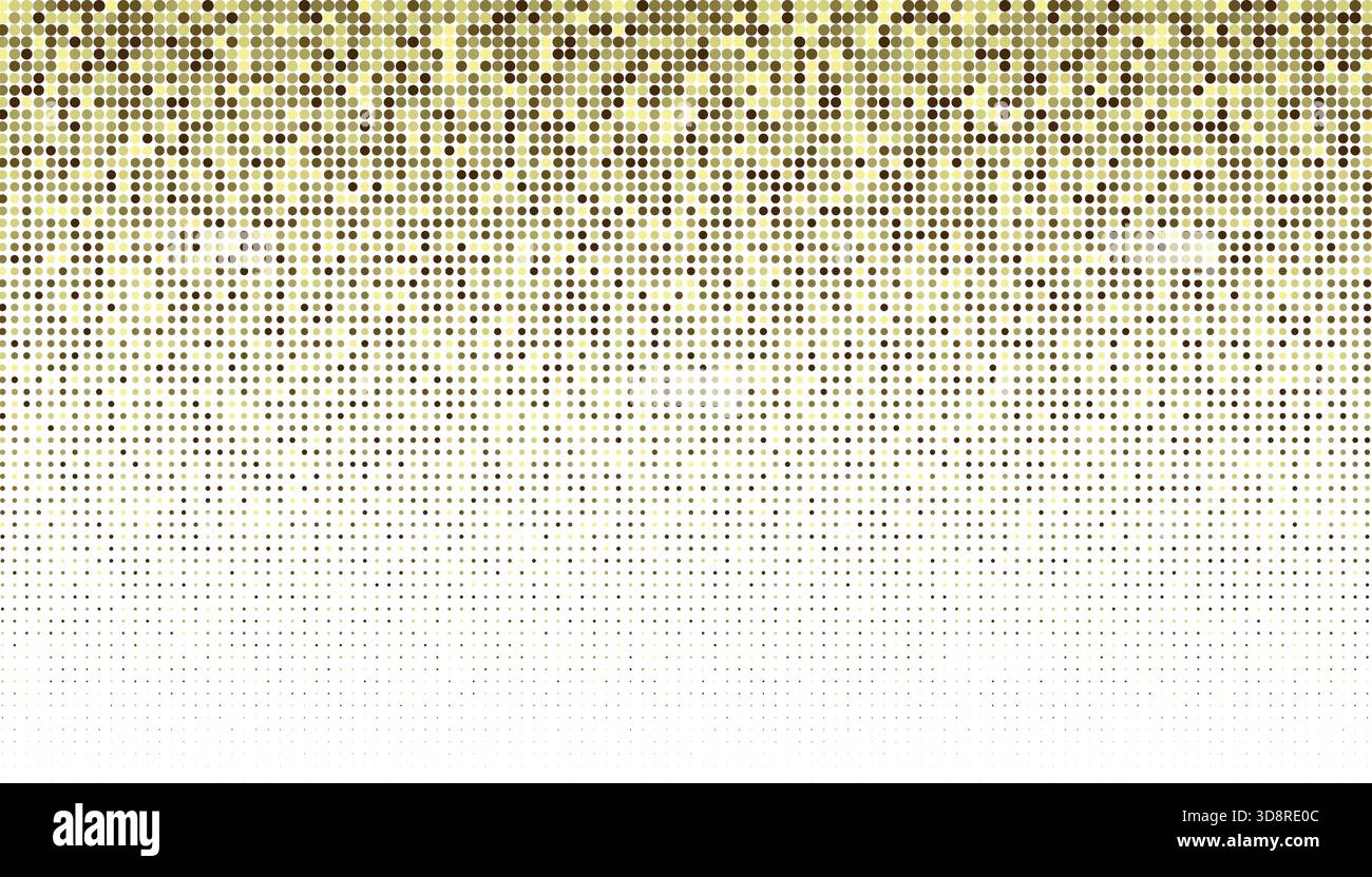 Motif de points dorés abstrait s'estompant de haut en bas sur un espace blanc propre Illustration de Vecteur