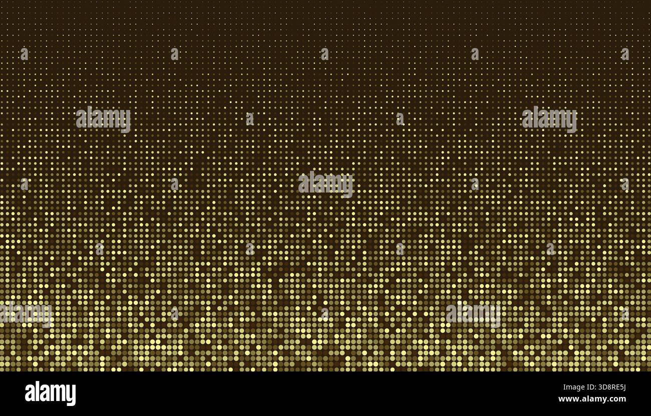 Motif de points dorés brillants formant un dégradé de bas en haut sur fond sombre Illustration de Vecteur