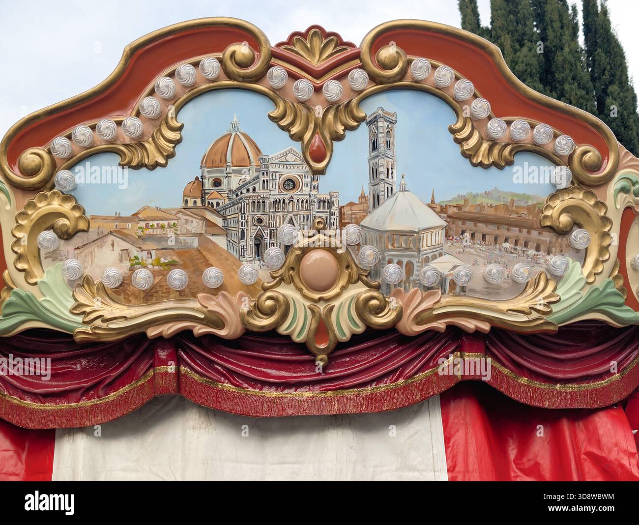 Cathédrale de Florence peinte sur un panneau décoré dans un parc d'attractions. Banque D'Images