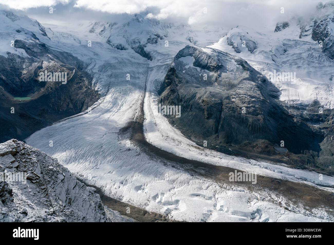 Glacier Gorner sur le massif du Monte Rosa, Zermatt, Canton Valais, Suisse. Banque D'Images