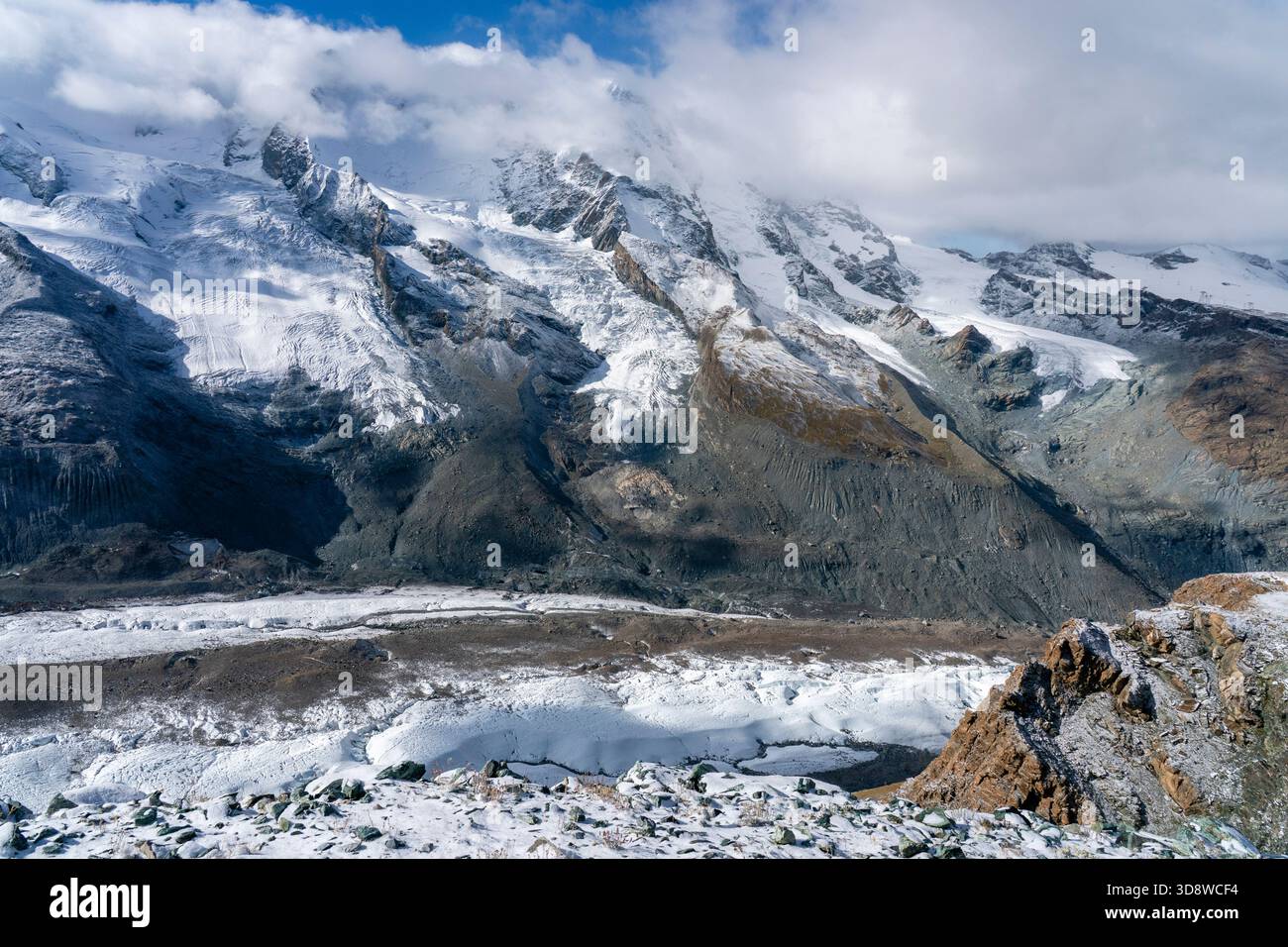 Glacier Gorner sur le massif du Monte Rosa, Zermatt, Canton Valais, Suisse. Banque D'Images