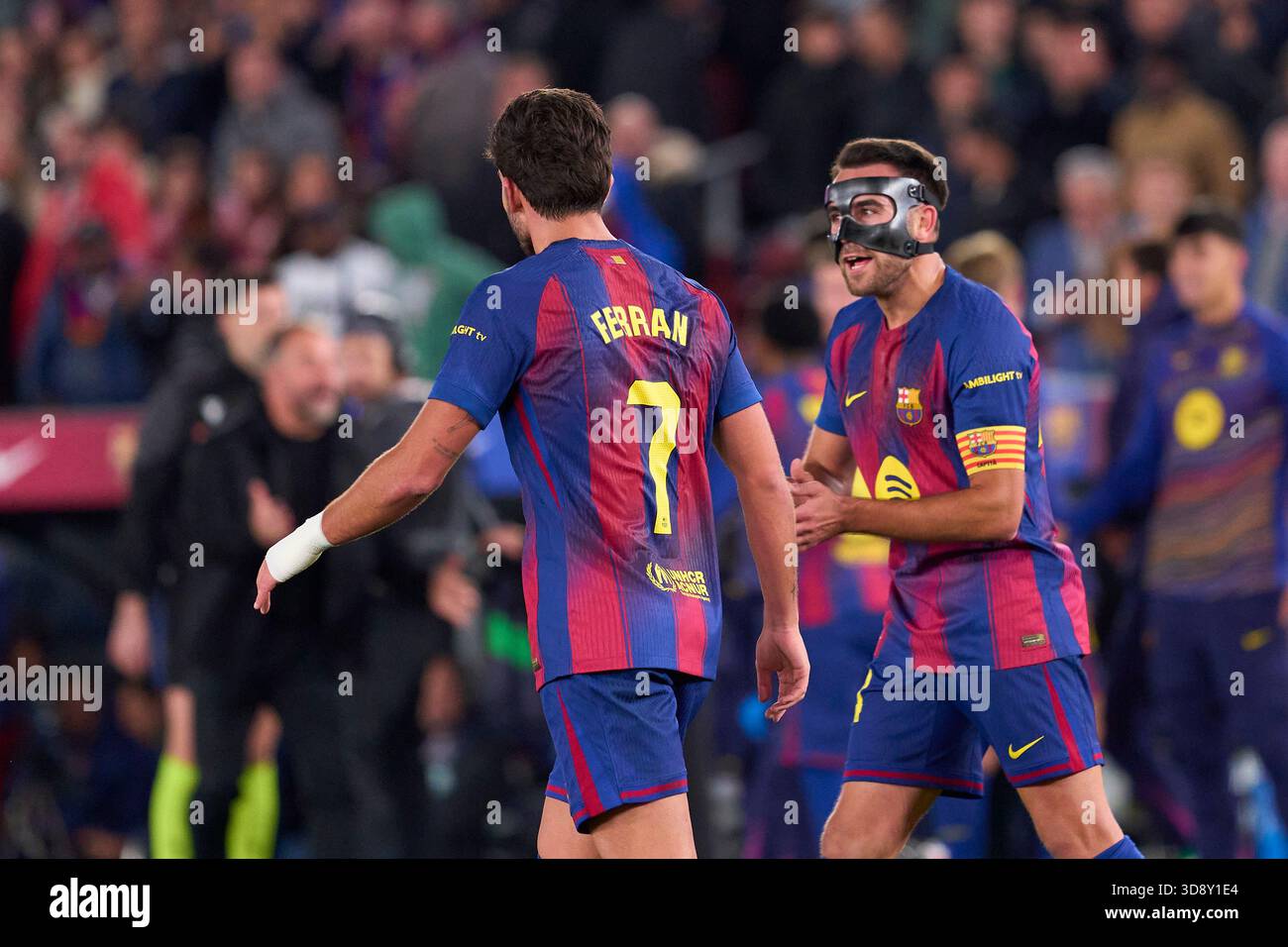 Barcelone, Espagne. 03 décembre 2025. BARCELONE, ESPAGNE - 02 DÉCEMBRE : Ferran Torres du FC Barcelone célèbre après avoir marqué le troisième but de son équipe lors du match LaLiga EA Sports entre le FC Barcelone et l'Atletico de Madrid au Spotify Camp Nou le 02 décembre 2025 à Barcelone, Espagne. (Photo Gerard Franco/photo Players images/Magara Press) crédit : Magara Press SL/Alamy Live News Banque D'Images