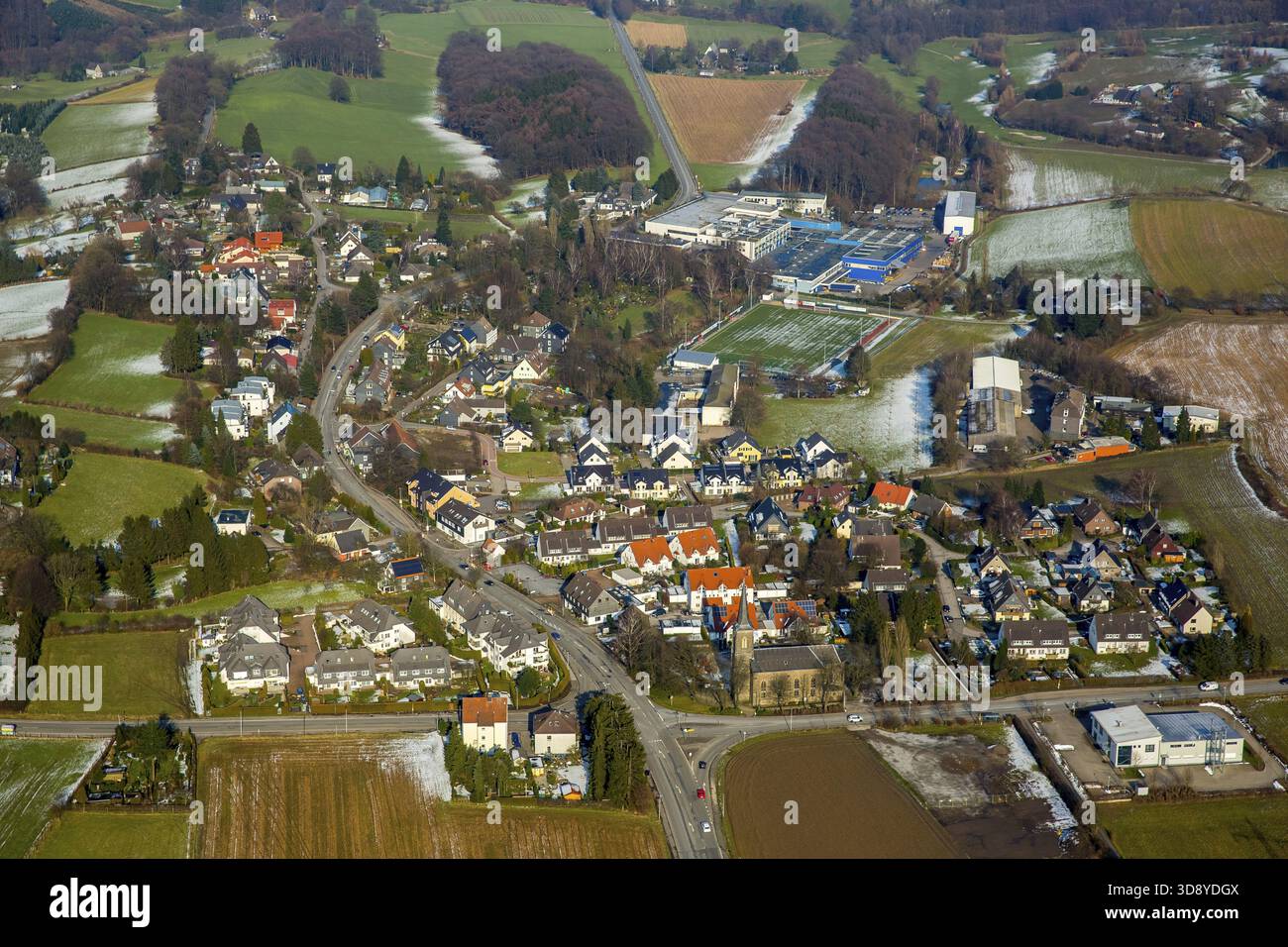 Herzkamp, aperçu, Sprockhoevel, région de la Ruhr, Rhénanie du Nord-Westphalie, Allemagne, Hattingen, DE, Europe, vue aérienne, vue plongeante, photographie aérienne Banque D'Images
