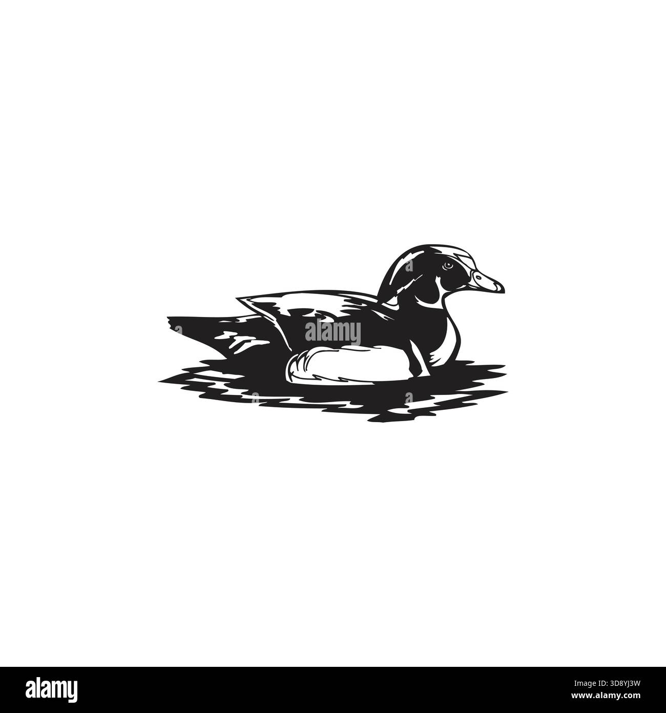 Noir et blanc Duck illustration Monochrome Illustration de Vecteur