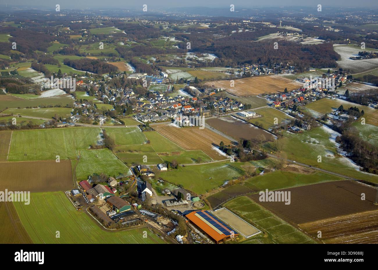 Herzkamp, aperçu, Sprockhoevel, région de la Ruhr, Rhénanie du Nord-Westphalie, Allemagne, Velbert, DE, Europe, vue aérienne, vue plongeante, photographie aérienne, a Banque D'Images