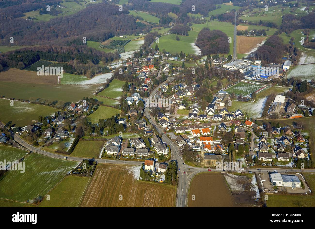 Herzkamp, aperçu, Sprockhoevel, région de la Ruhr, Rhénanie du Nord-Westphalie, Allemagne, Hattingen, DE, Europe, vue aérienne, vue plongeante, photographie aérienne Banque D'Images
