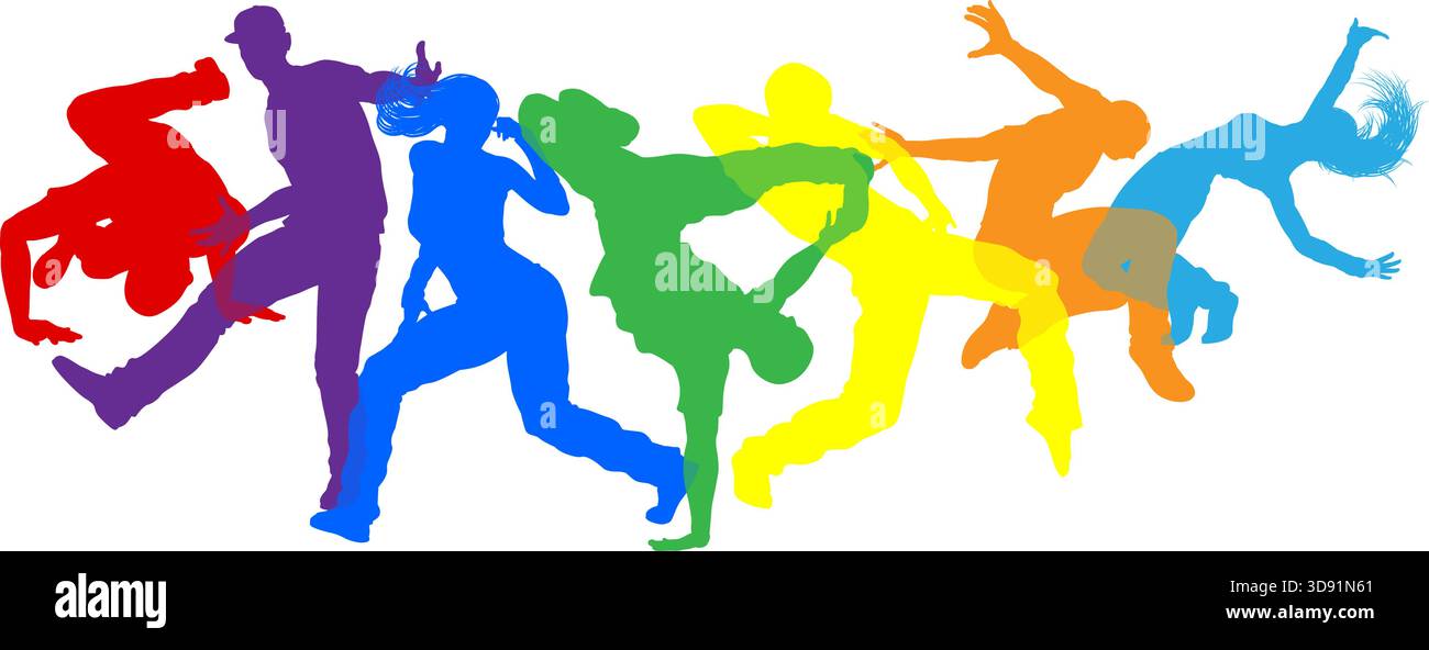 Danseurs Silhouette Street Dance pose silhouettes Illustration de Vecteur