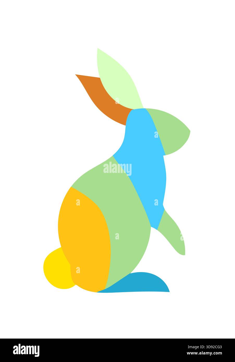 Illustration géométrique colorée de lapin assis dans le profil composé de formes abstraites plates. Illustration de Vecteur