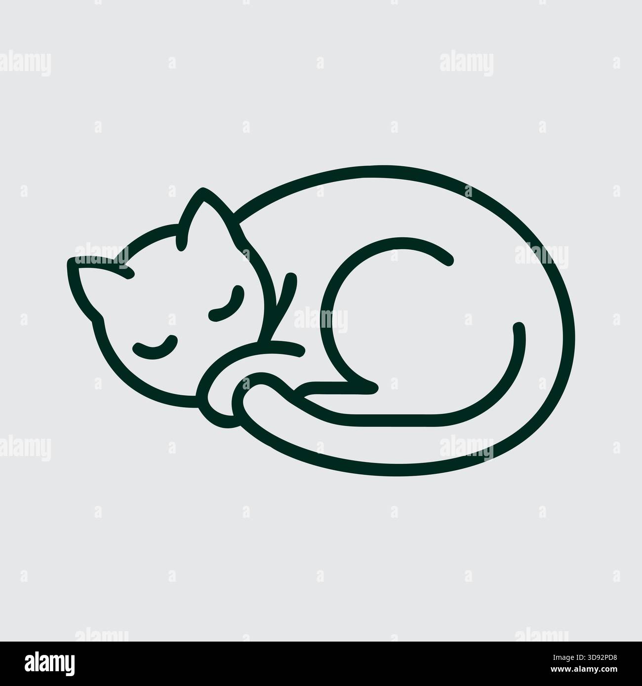 Jolie illustration d'art de ligne de chat endormi pour des conceptions et des logos pacifiques Illustration de Vecteur