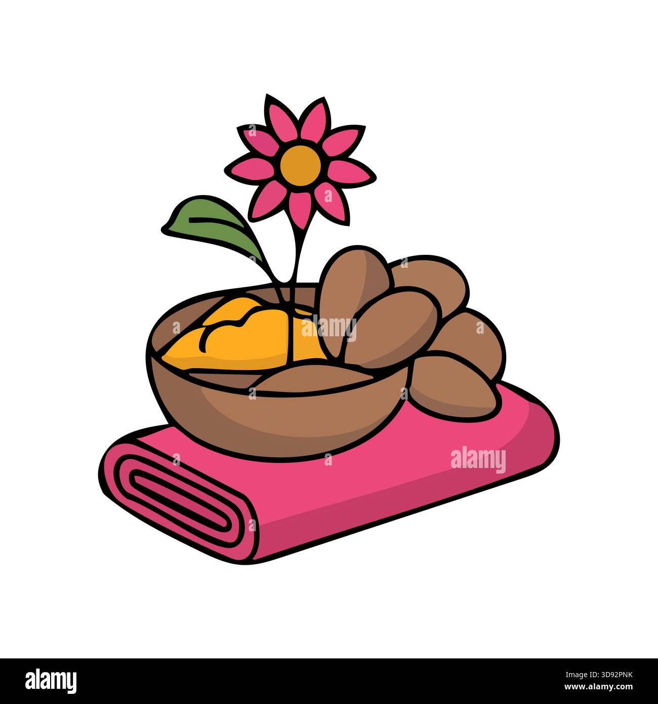 Relaxation et bien-être Spa nature morte avec fleur et serviette Illustration de Vecteur