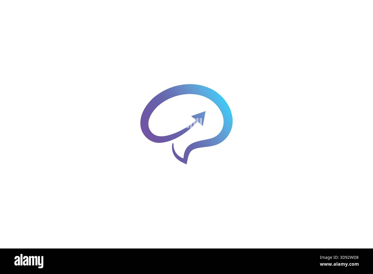 Cerveau minimal avec logo flèche sur fond blanc Illustration de Vecteur