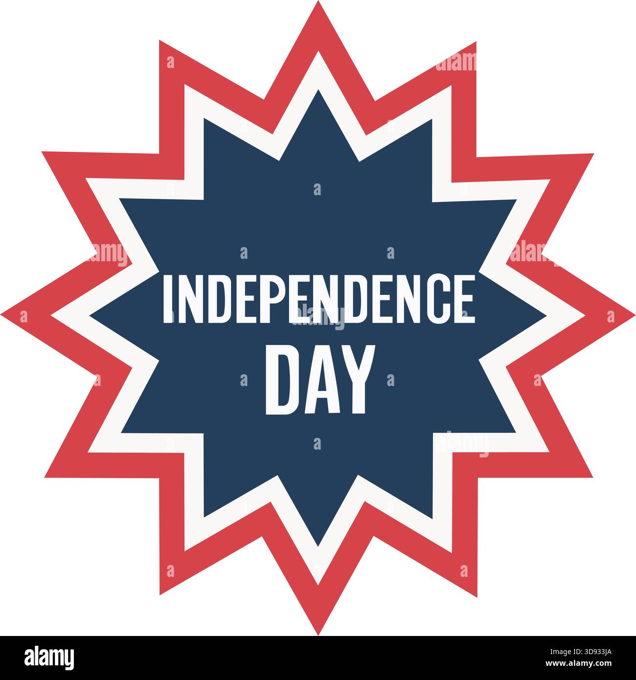 Cet écusson accrocheur célèbre le jour de l'indépendance avec un motif étoile. Le texte audacieux du JOUR DE L'INDÉPENDANCE se distingue sur un fond bleu foncé Illustration de Vecteur