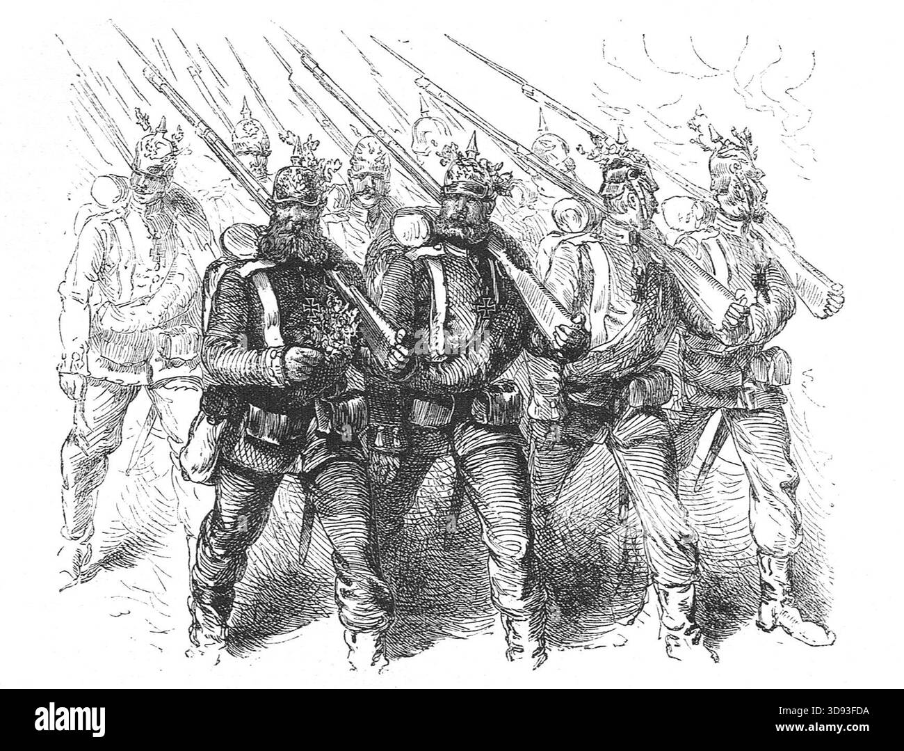 Les gardes empereurs entrent à Berlin à la fin de la guerre franco-prussienne. Banque D'Images