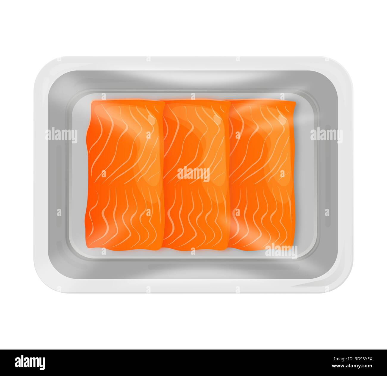 Filets de saumon crus dans un plateau d'emballage en plastique Illustration de Vecteur