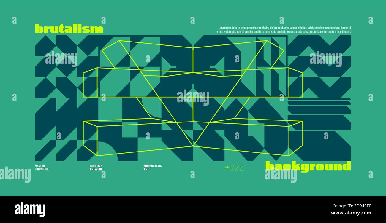 Brutalism abstrait vecteur menthe fond de couleur avec des formes graphiques géométriques postmodernes dans l'esthétique de Y2K, bannière d'art de modernisme coloré à la mode, Illustration de Vecteur