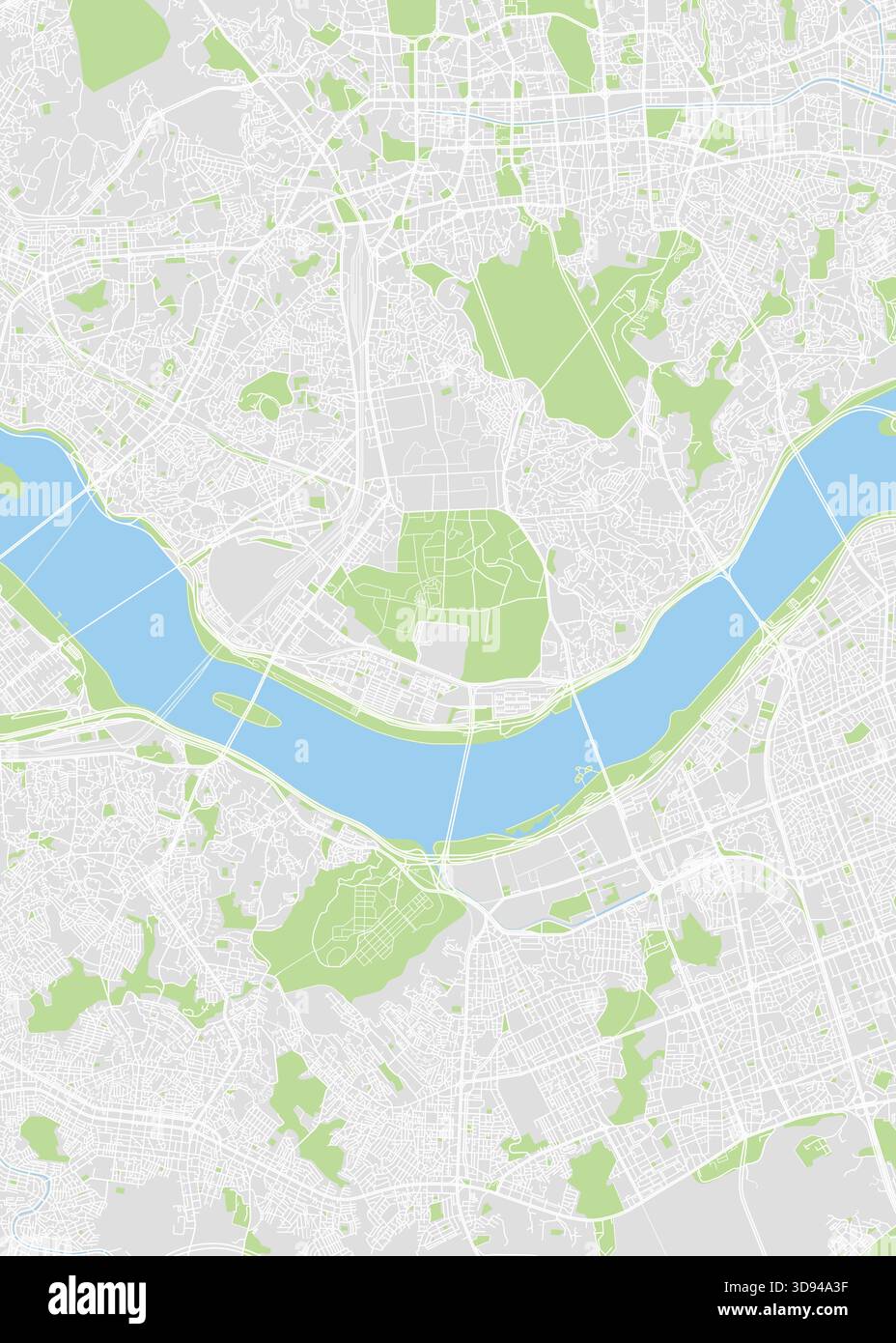 Plan de ville Séoul, plan détaillé en couleur, illustration vectorielle Illustration de Vecteur