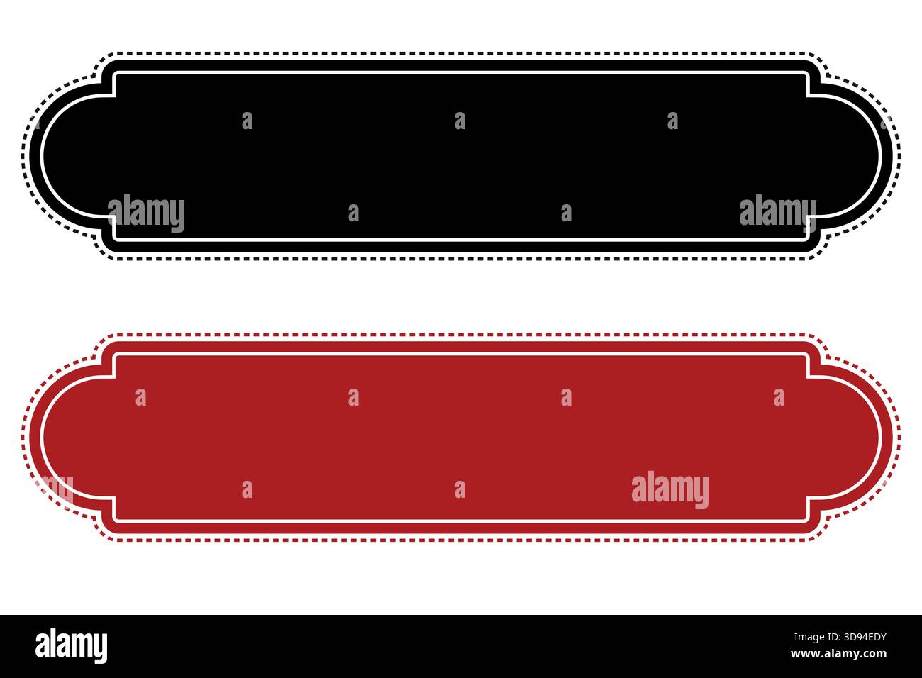 conception d'illustration vectorielle de boîte d'étiquette de bordure de texte noir et rouge Illustration de Vecteur