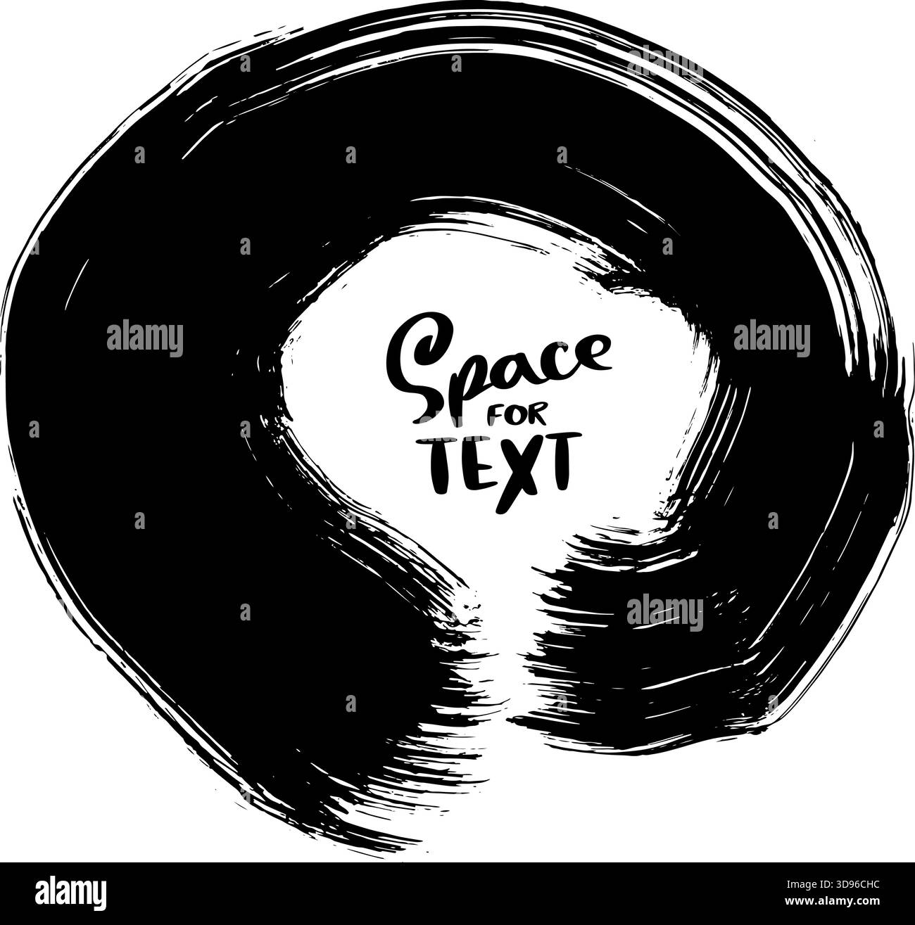 Bannière circulaire à pinceau sec à l'encre noire dessinée à la main Illustration de Vecteur