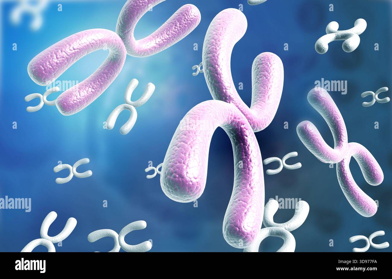 Chromosome X, fond scientifique. illustration 3d. Banque D'Images