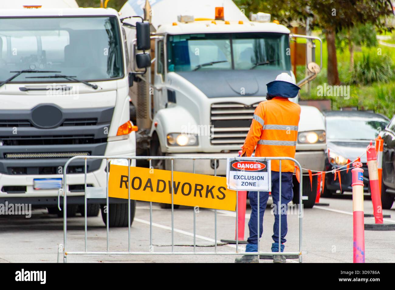 Travaux routiers Barricade dans la ville Banque D'Images